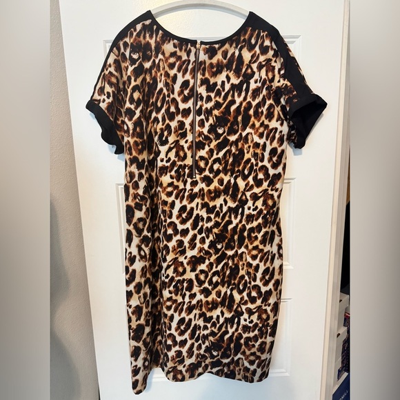 Gibson Latimer Women's Leopard Print Short Sleeve Dress Size Large - Picture 2 of 8